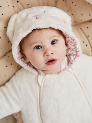 JoJo Maman Bébé Cream Bunny Cosy Pramsuit - Image 2 of 7