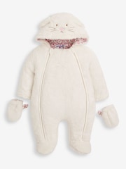 JoJo Maman Bébé Cream Bunny Cosy Pramsuit - Image 3 of 7