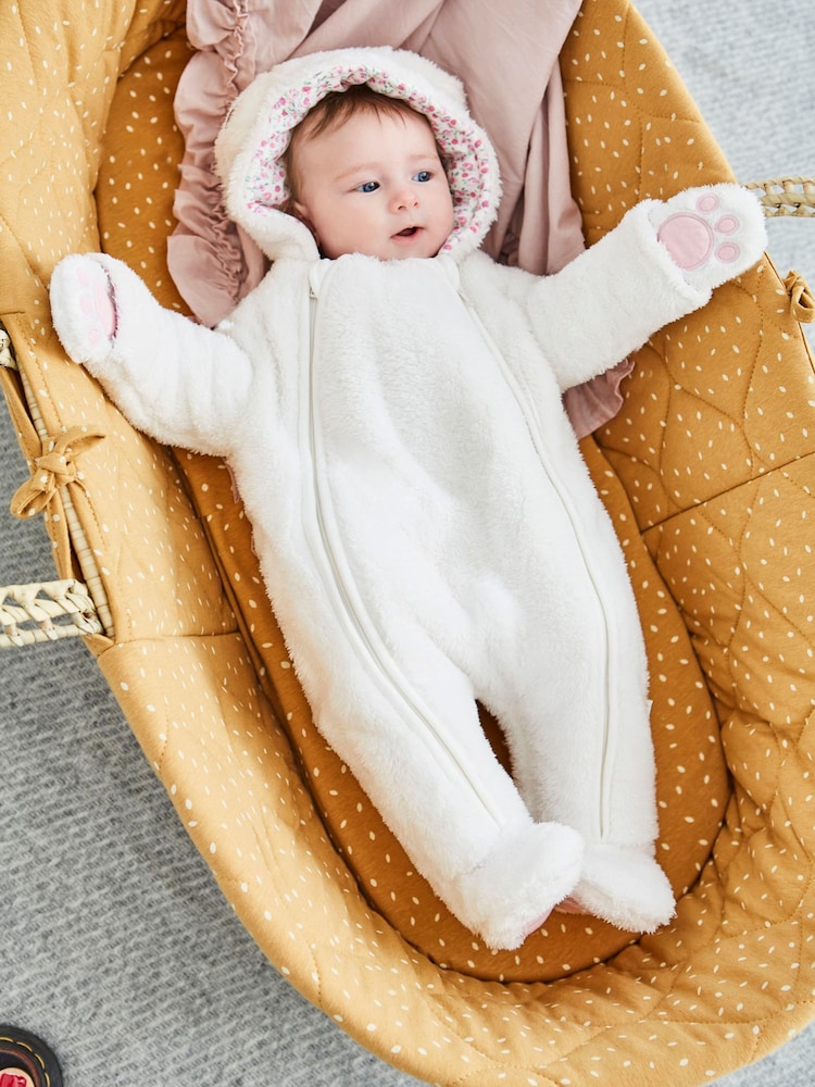 JoJo Maman Bébé Cream Bunny Cosy Pramsuit - Image 7 of 7