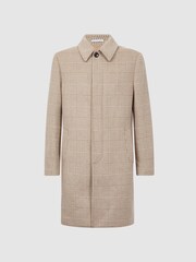 Reiss Oatmeal Bellagio Wool Check Mid Length Coat - Image 2 of 6