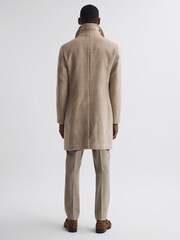 Reiss Oatmeal Bellagio Wool Check Mid Length Coat - Image 5 of 6