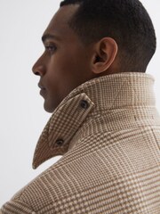 Reiss Oatmeal Bellagio Wool Check Mid Length Coat - Image 6 of 6