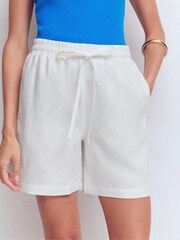 Boden White Islington Linen Shorts - Image 4 of 6