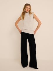 Mint Velvet Grey Shoulder Pad Sleeveless Knit Top - Image 3 of 7