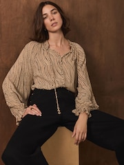 Mint Velvet Natural Graphic Print Blouse - Image 1 of 8