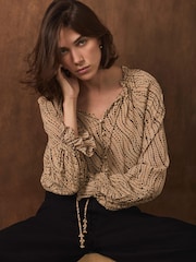 Mint Velvet Natural Graphic Print Blouse - Image 2 of 8