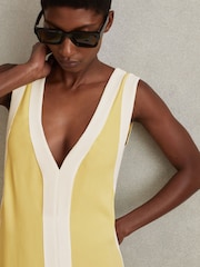 Reiss Yellow/Cream Rae Colourblock Maxi Dress - Image 4 of 6