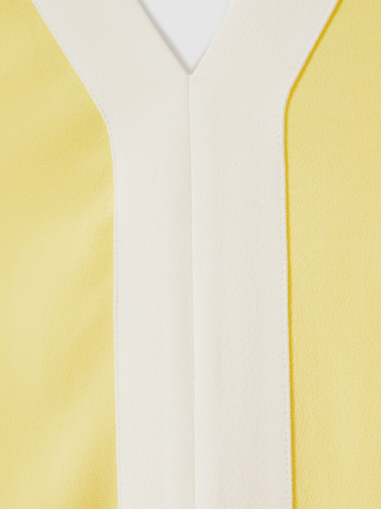 Reiss Yellow/Cream Rae Colourblock Maxi Dress - Image 6 of 6