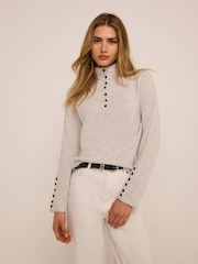 灰色 - Mint Velvet Funnel Neck Knit Top - 圖片 1/7