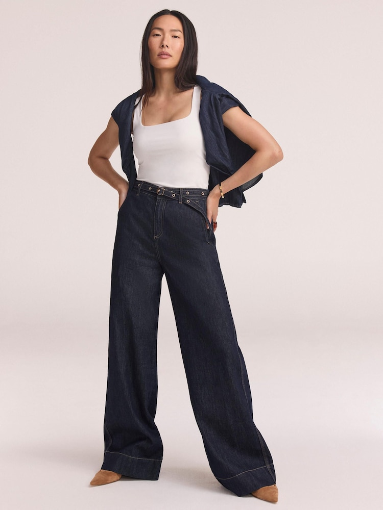 Mint Velvet Blue Clean Wide Jeans - Image 1 of 7