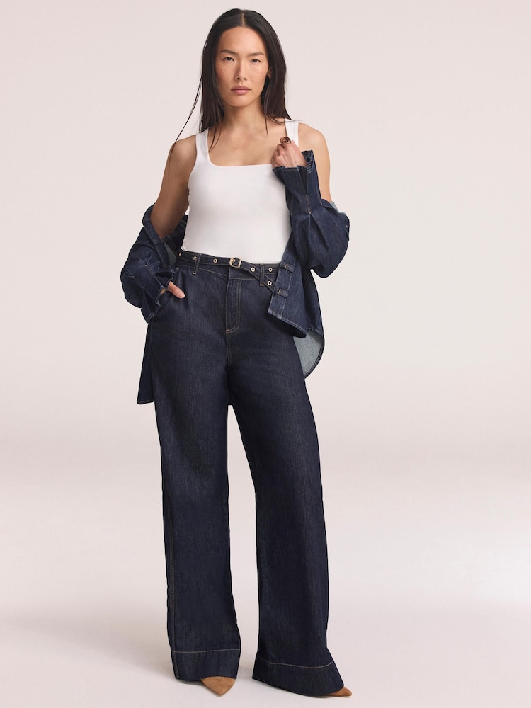 Mint Velvet Blue Clean Wide Jeans - Image 2 of 7