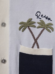 Reiss Blue Multi Ata 3-9 yrs Knitted Colourblock Cuban Collar Shirt - Image 4 of 4