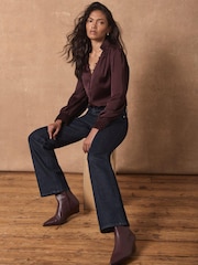 Mint Velvet Red Satin Long Sleeve Blouse - Image 4 of 8