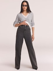 Mint Velvet Grey Seam Detail Wide Jeans - Image 1 of 8