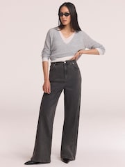 Mint Velvet Grey Seam Detail Wide Jeans - Image 4 of 8