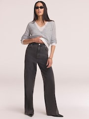 Mint Velvet Grey Seam Detail Wide Jeans - Image 5 of 8