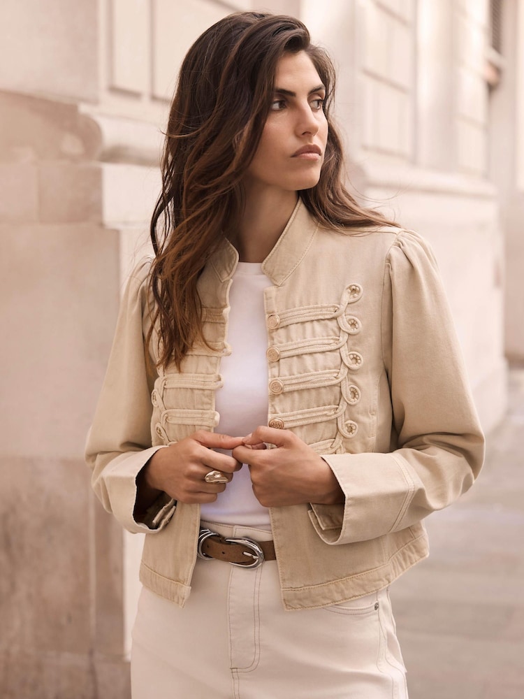Mint Velvet Natural Denim Military Jacket - Image 2 of 7 Mint Velvet Natural Denim Military Jacket - Image 2 of 7