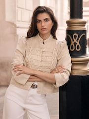 Mint Velvet Natural Denim Military Jacket - Image 5 of 7