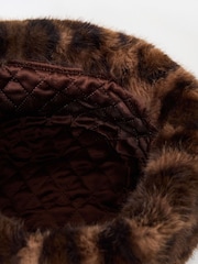 Oliver Bonas Brown Animal Print Faux Fur Hat - Image 5 of 7