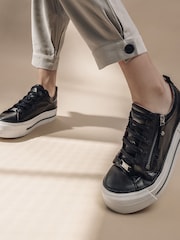 Negru - Pantofi sport masivi cu fermoar și talpă filiciană Moda in Pelle Dantelă - Image 1 of 4