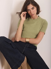 Mint Velvet Green Scallop Knit Top - Image 1 of 8