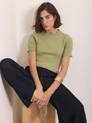 Mint Velvet Green Scallop Knit Top - Image 3 of 8