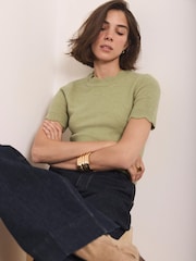 Mint Velvet Green Scallop Knit Top - Image 4 of 8
