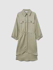 Reiss Green Leighton Viscose-Linen Tie Waist Mini Dress - Image 2 of 7