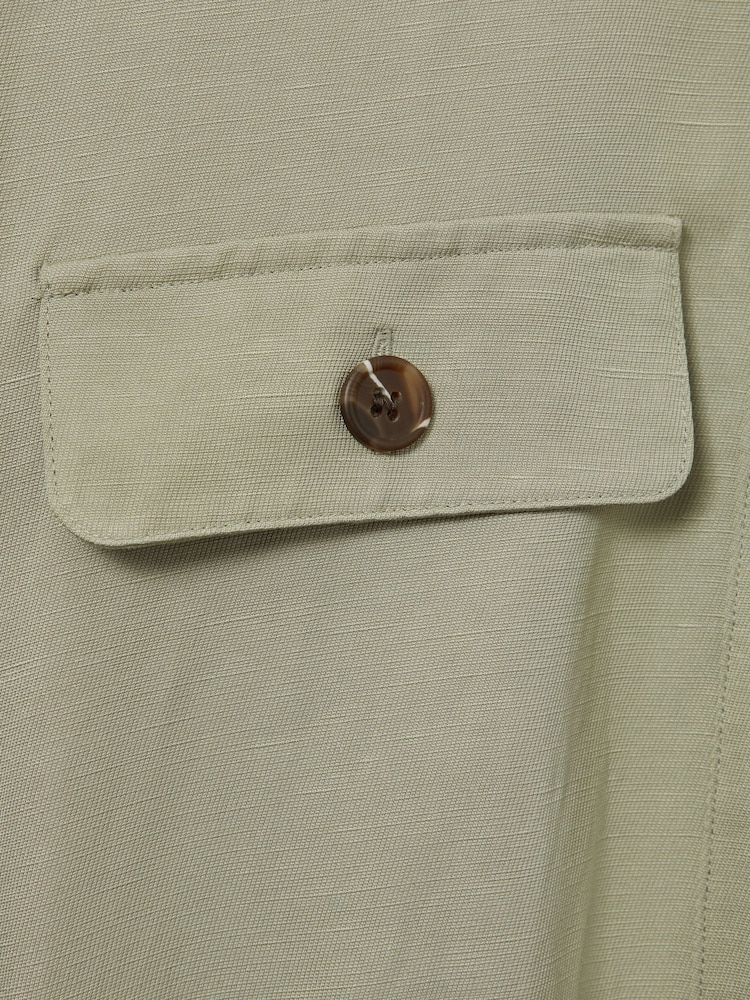 Reiss Green Leighton Viscose-Linen Tie Waist Mini Dress - Image 7 of 7