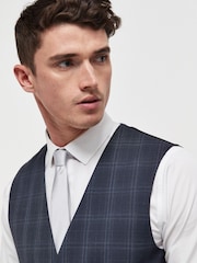 Navy Blue Signature TG Di Fabio 100% Wool Check Suit: Waistcoat - Image 3 of 6