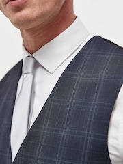 Navy Blue Signature TG Di Fabio 100% Wool Check Suit: Waistcoat - Image 4 of 6