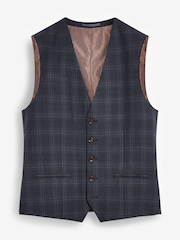Navy Blue Signature TG Di Fabio 100% Wool Check Suit: Waistcoat - Image 6 of 6