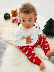 Leggings extragruesos para bebés con diseño de reno de Jojo Maman Bébé - Imagen 1 de 3