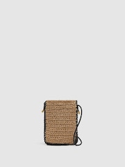 Reiss Natural Taylor Woven Cross-Body Phone Bag - Image 1 of 5