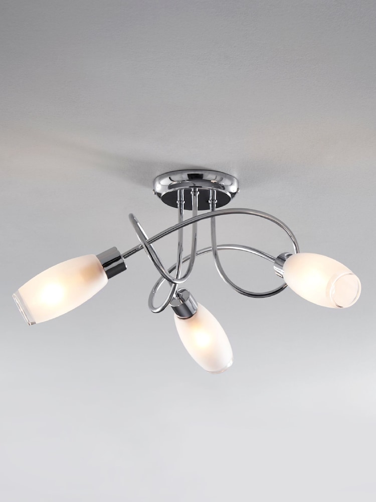 Chrome Capri 3 Light Flush Fitting Ceiling Light - Image 1 of 8