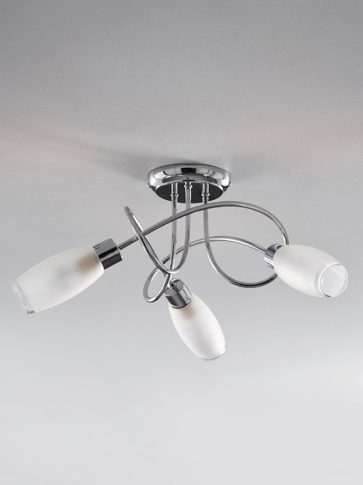 Chrome Capri 3 Light Flush Fitting Ceiling Light - Image 2 of 8