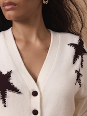 Mint Velvet White Cotton Star Detail Cardigan - Image 4 of 7