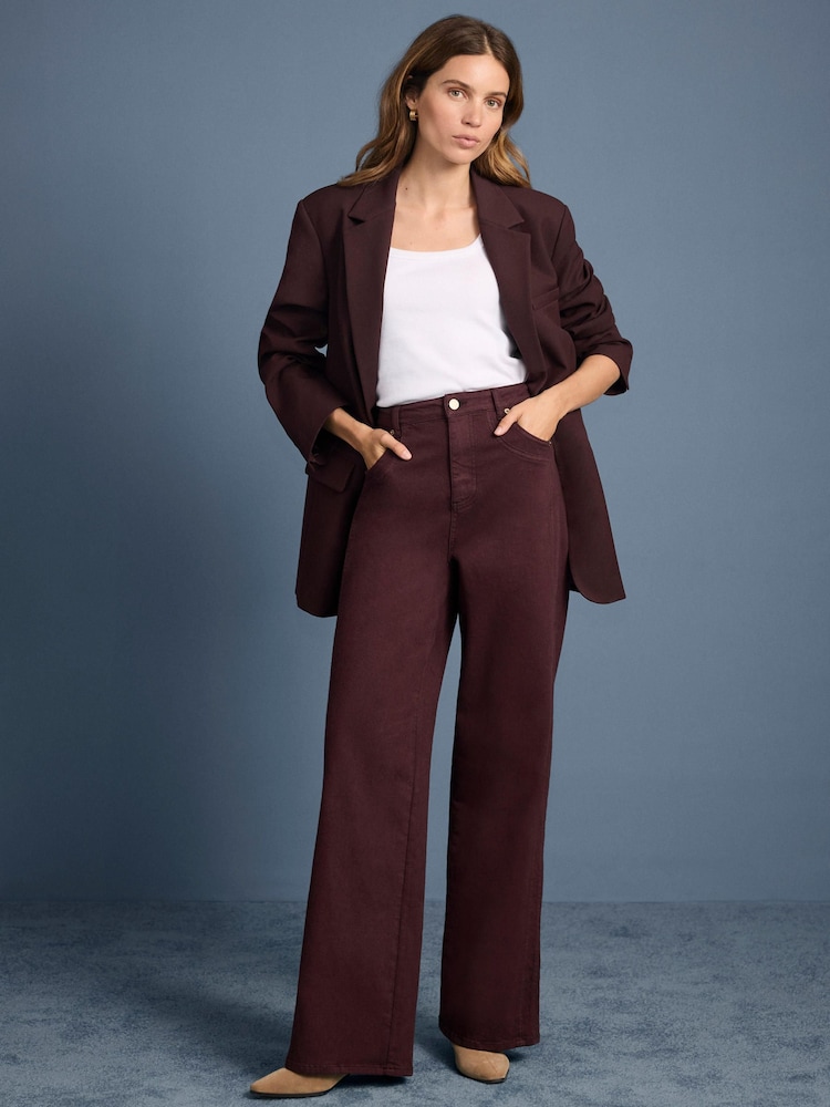 Mint Velvet Red Seam Detail Wide Jeans - Image 1 of 8
