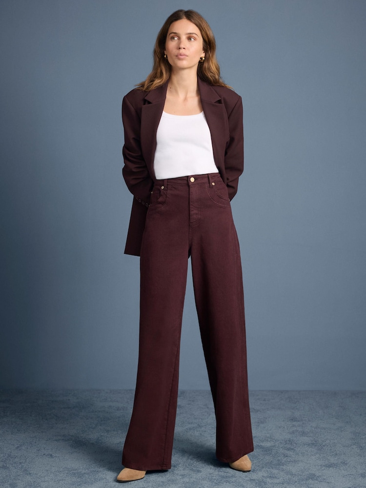 Mint Velvet Red Seam Detail Wide Jeans - Image 2 of 8