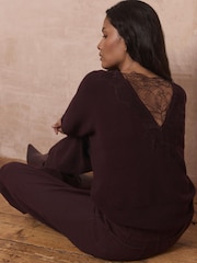 Mint Velvet Red Lace Detail Jumper - Image 1 of 8