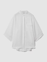 Reiss White Winona Relaxed Sleeve 100% Linen Shirt - Image 2 of 6