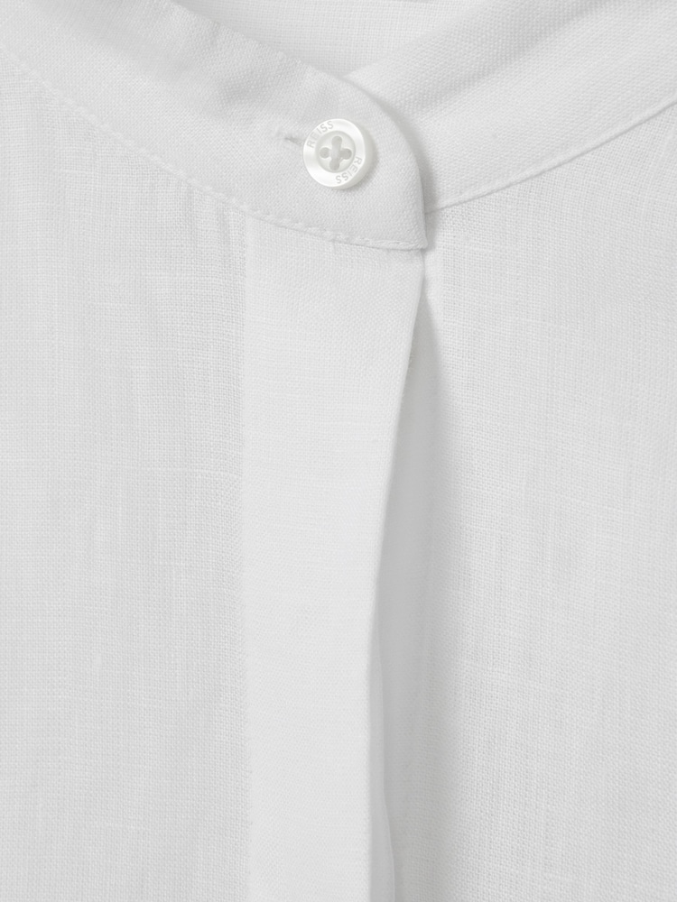 Reiss White Winona Relaxed Sleeve 100% Linen Shirt - Image 6 of 6