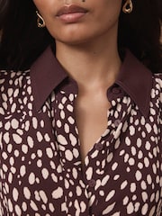 Mint Velvet Red Printed Contrast Midi Shirt Dress - Image 5 of 7