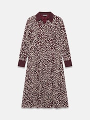 Mint Velvet Red Printed Contrast Midi Shirt Dress - Image 6 of 7