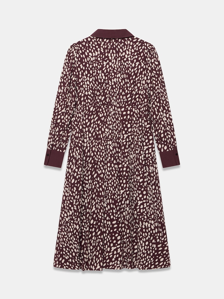 Mint Velvet Red Printed Contrast Midi Shirt Dress - Image 7 of 7