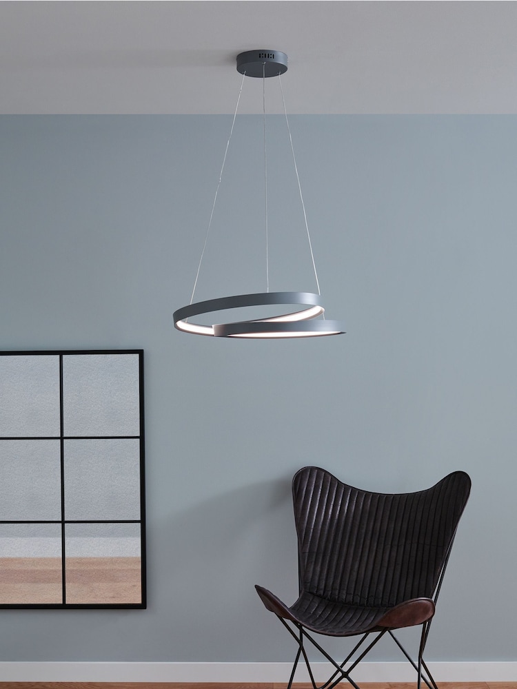 Pacific Grey Neptune LED Ring Ceiling Light Pendant - Image 2 of 3