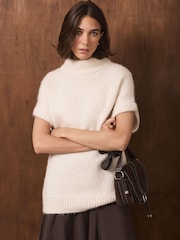 Mint Velvet Cream Longline Knit Top - Image 1 of 8