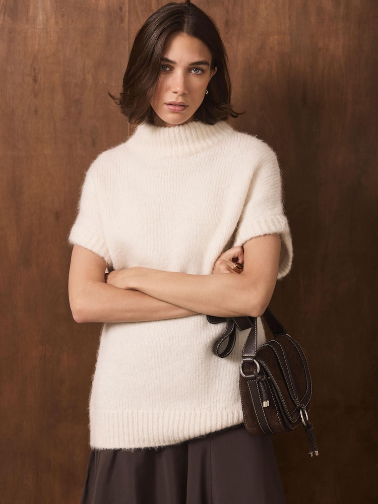 Mint Velvet Cream Longline Knit Top - Image 1 of 8 Mint Velvet Cream Longline Knit Top - Image 1 of 8