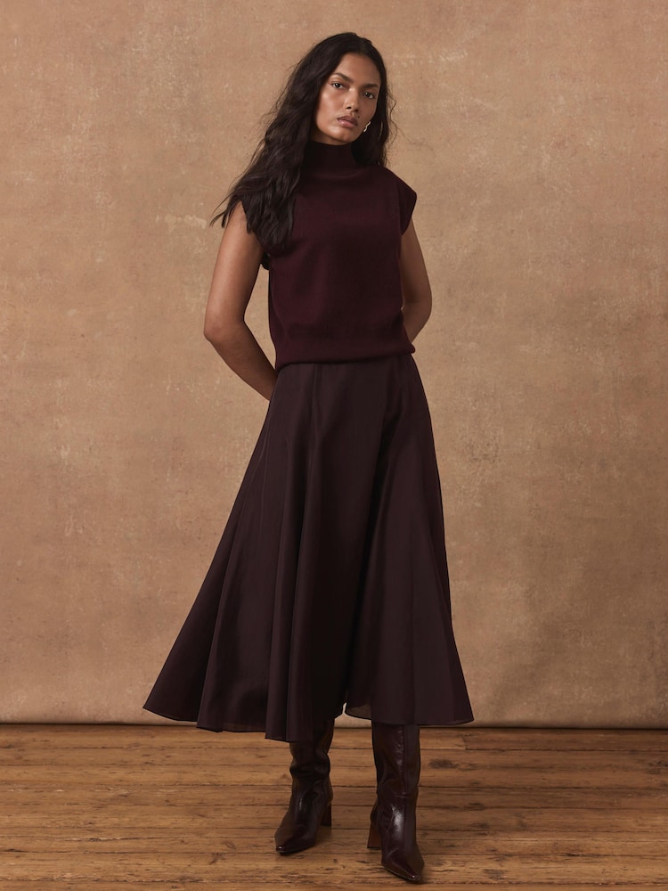 Mint Velvet Red Full Midi Skirt - Image 2 of 7 Mint Velvet Red Full Midi Skirt - Image 2 of 7