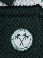 Reiss Dark Green Stark 3-9 yrs Textured Cotton Half-Zip Polo Shirt - Image 4 of 4